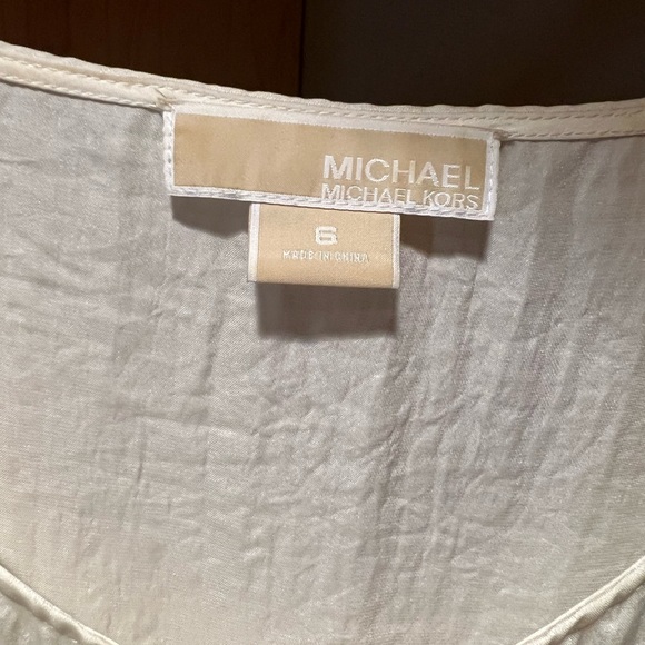 Michael Kors, tunic top, with gold studs, sleeveless, cream with shear inserts - Picture 2 of 5